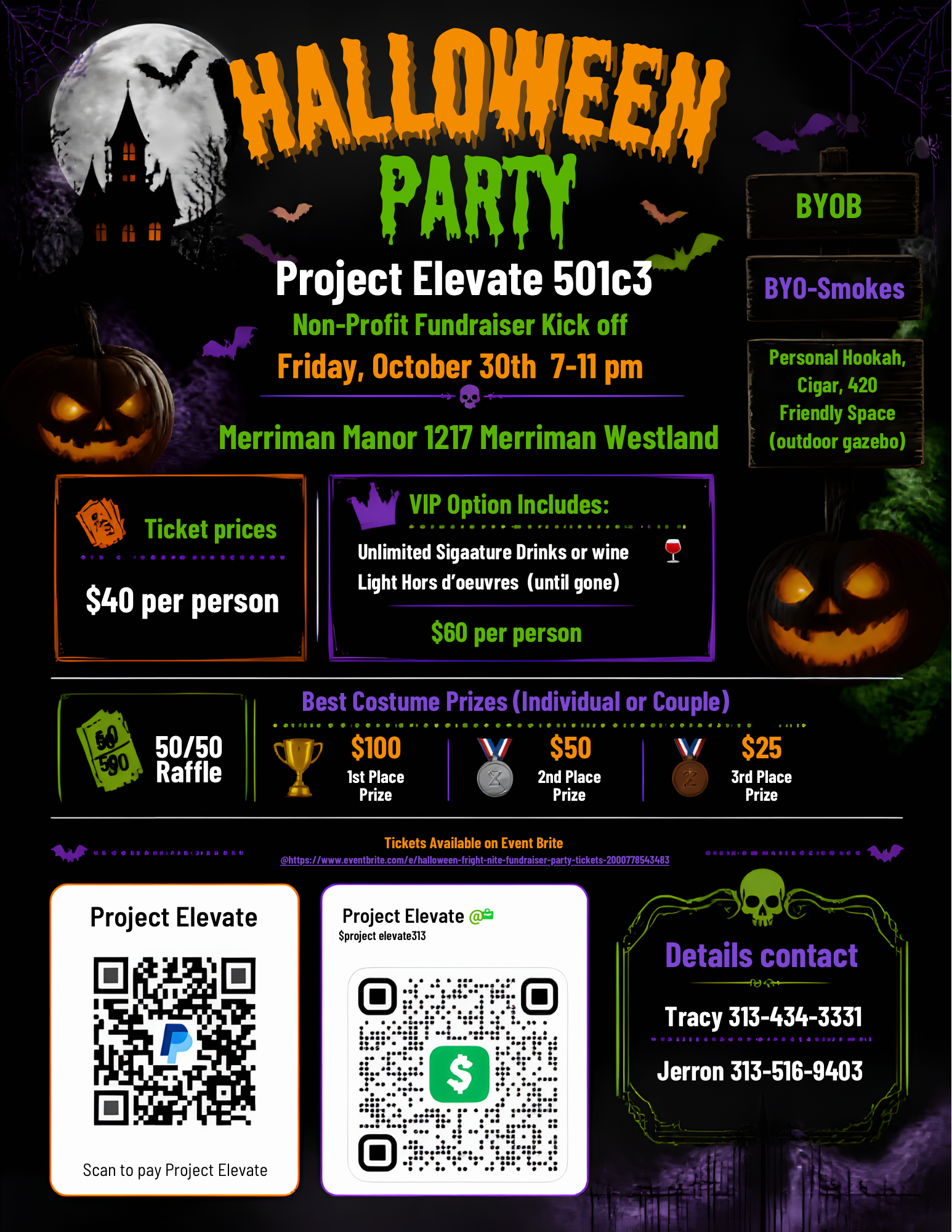 Halloween Fright Nite Fundraiser Party flyer - click to view full size